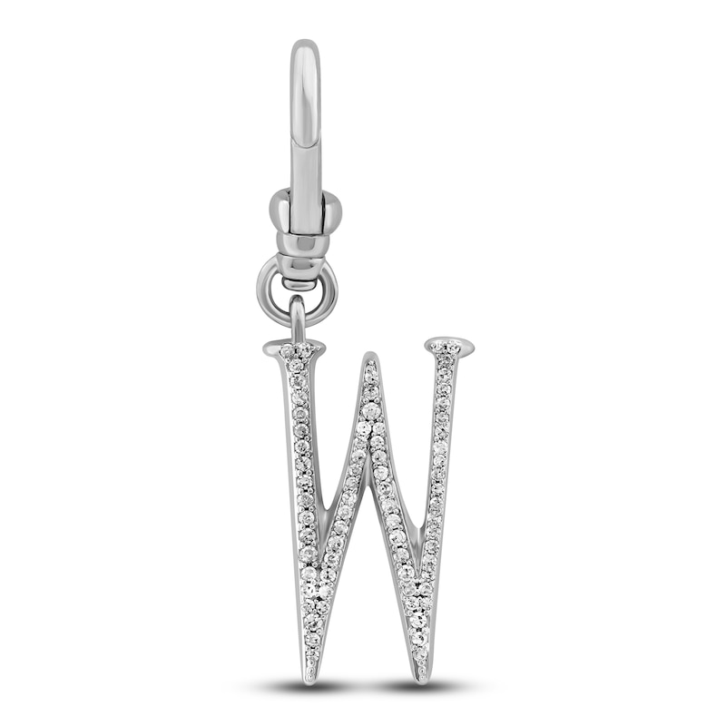 Charm'd by Lulu Frost Diamond Letter W Charm 1/8 ct tw Pavé Round 10K White Gold