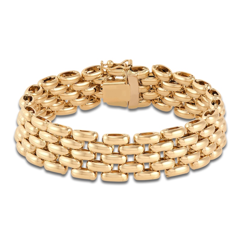 Main Image 1 of Italia D'Oro Hollow Panther Chain Bracelet 14K Yellow Gold 7.5"