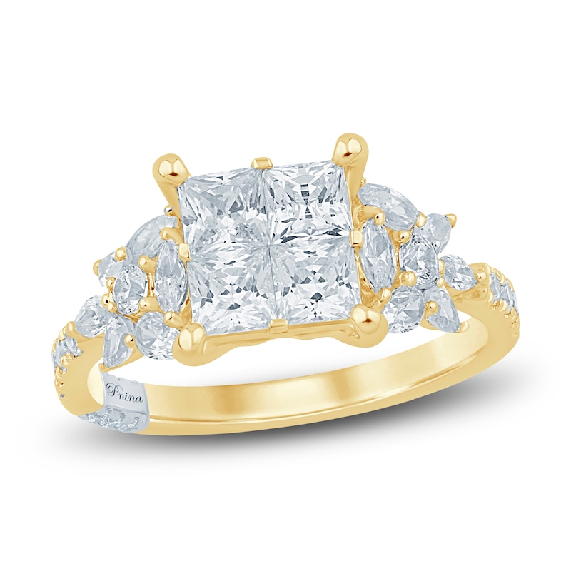 Main Image 1 of Pnina Tornai Princess-Cut Quad Diamond Engagement Ring 2-1/6 ct tw 14K Yellow Gold
