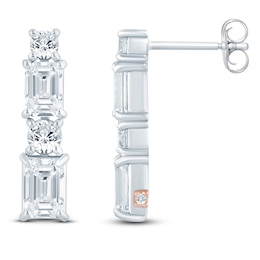 Pnina Tornai Round & Emerald-Cut Lab-Grown Diamond Vertical Drop Earrings 3 ct tw 14K White Gold