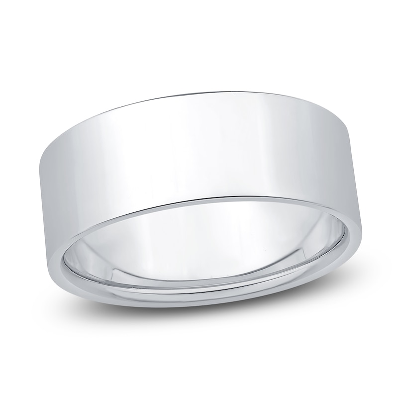 Main Image 1 of Flat Wedding Band 14K White Gold 8mm