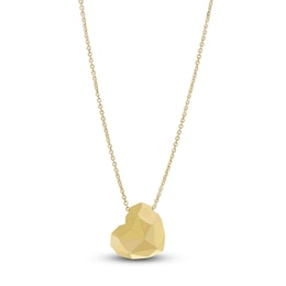 Italia D'Oro Faceted Puff Heart Necklace 14K Yellow Gold 18"