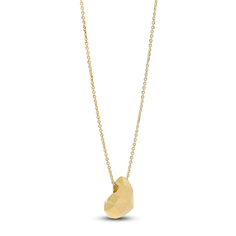 Main Image 2 of Italia D'Oro Faceted Puff Heart Necklace 14K Yellow Gold 18"