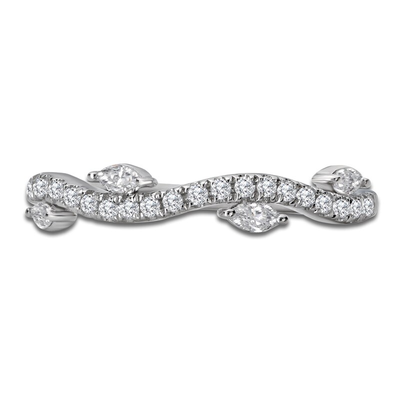 Main Image 3 of Certified Marquise & Round-Cut Diamond Anniversary Ring 1/3 ct tw 14K White Gold