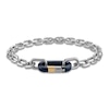 Thumbnail Image 1 of Forged by Jared Men's Link Bracelet Sterling Silver, Blue Ion-Plated Damascus Steel & 18K Yellow Gold 8.5"