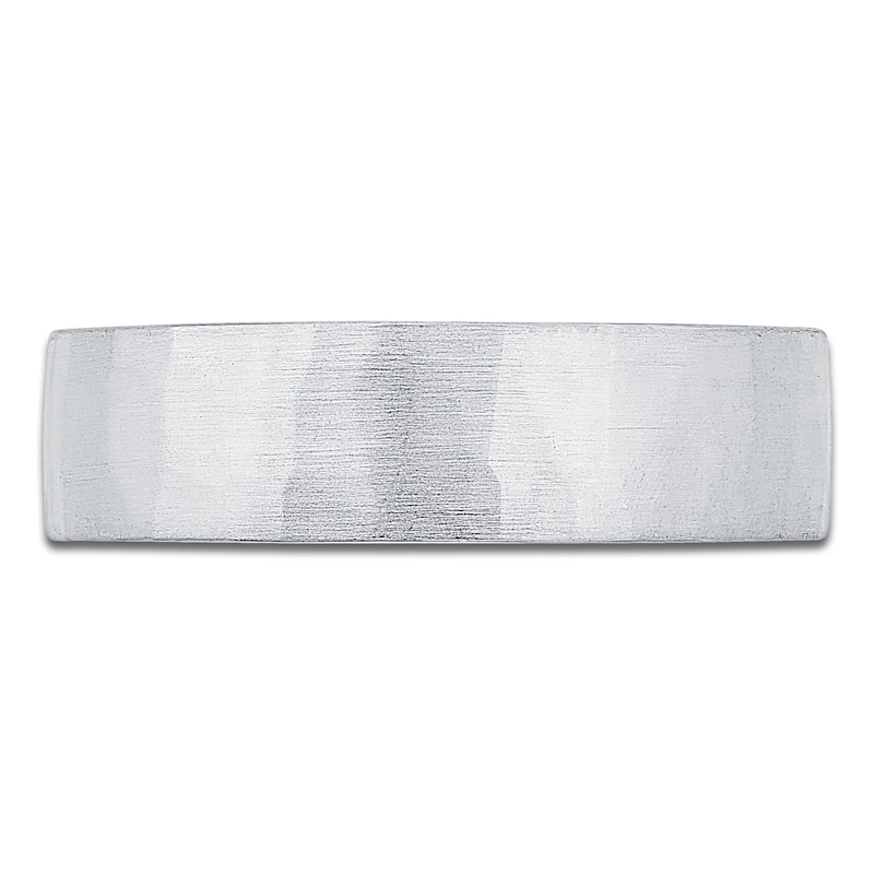 Main Image 3 of Men's Diamond-Cut Brushed Wedding Band 18K White Gold 5.9mm