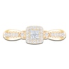 Thumbnail Image 3 of Princess-Cut Quad Diamond Cushion Halo Promise Ring 1/4 ct tw 10K Yellow Gold