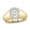 Thumbnail Image 1 of Shy Creation Oval-Cut Diamond Bezel-Set Halo Ring 1/8 ct tw 14K Yellow Gold SC22008875V2RDZ7
