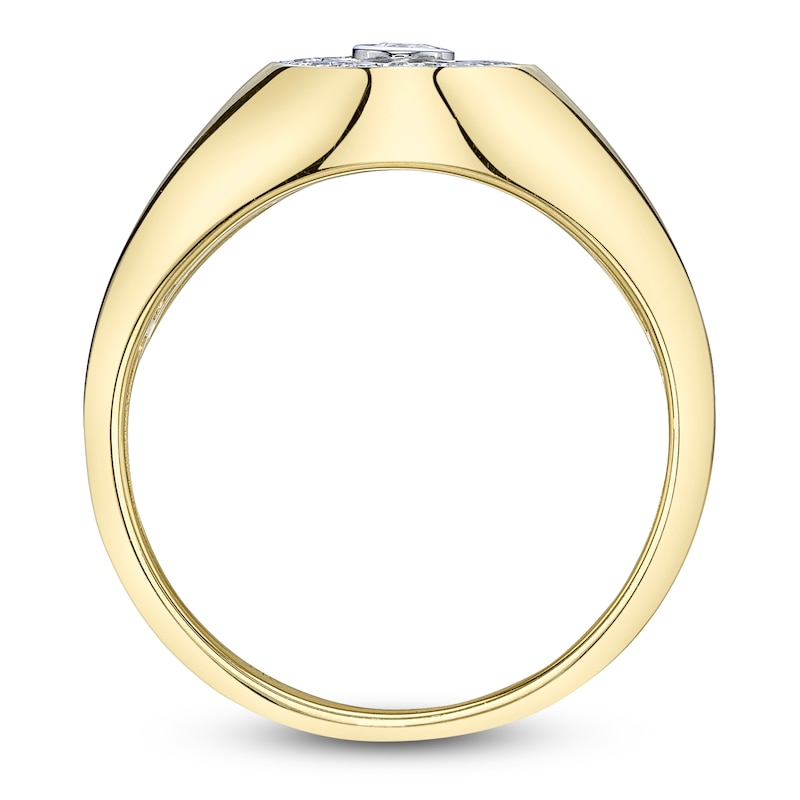 Main Image 4 of Shy Creation Oval-Cut Diamond Bezel-Set Halo Ring 1/8 ct tw 14K Yellow Gold SC22008875V2RDZ7