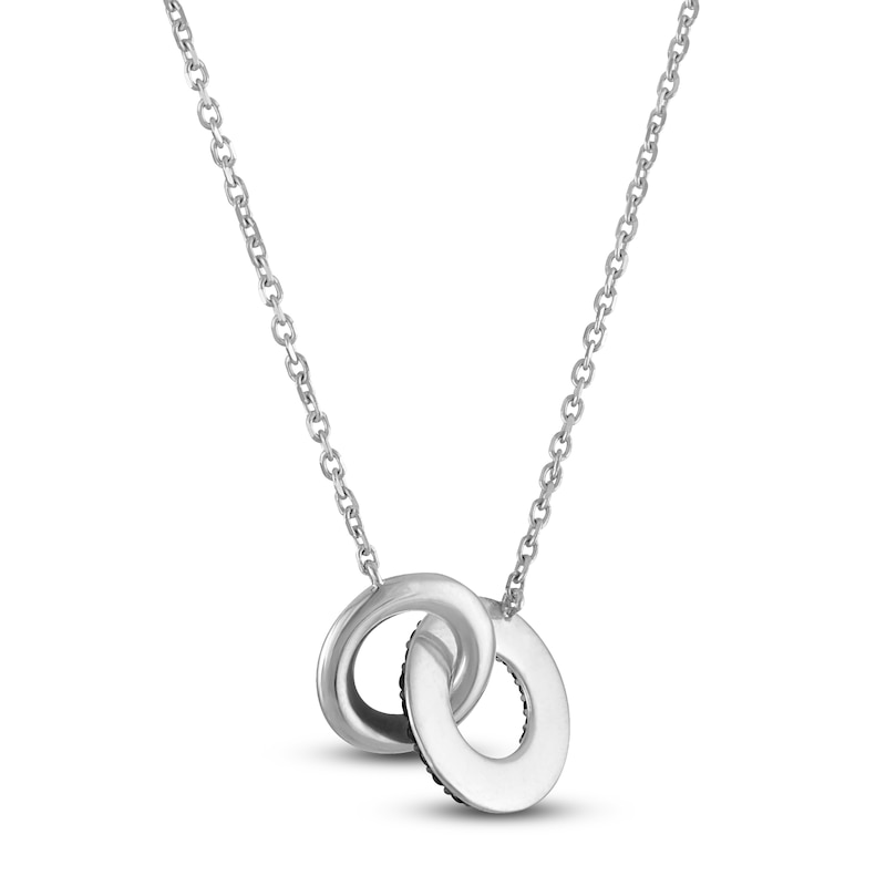 Main Image 2 of Black Diamond Interlocking Circles Necklace 1/3 ct tw Sterling Silver 18"