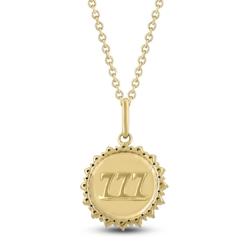 Main Image 4 of Diamond Angel Number 777 Medallion Necklace 1/4 ct tw 10K Yellow Gold 18"