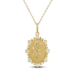 Rose Birth Flower Diamond Necklace 1/4 ct tw 10K Yellow Gold 18"