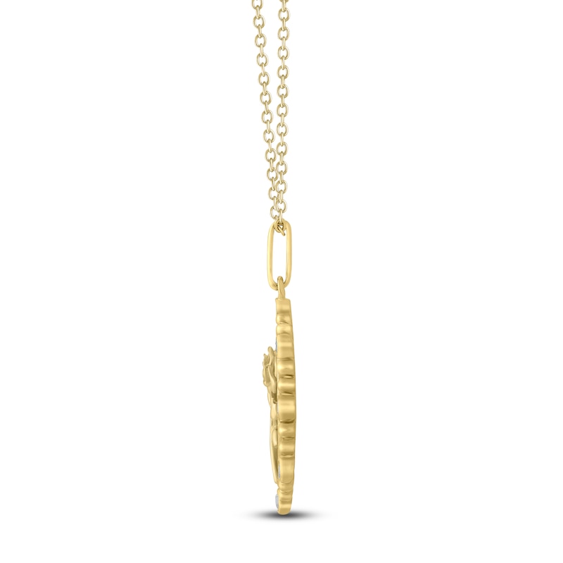 Main Image 3 of Rose Birth Flower Diamond Necklace 1/4 ct tw 10K Yellow Gold 18"