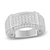 Thumbnail Image 1 of Men's Round & Baguette-Cut Diamond Ring 1-1/2 ct tw 10K White Gold