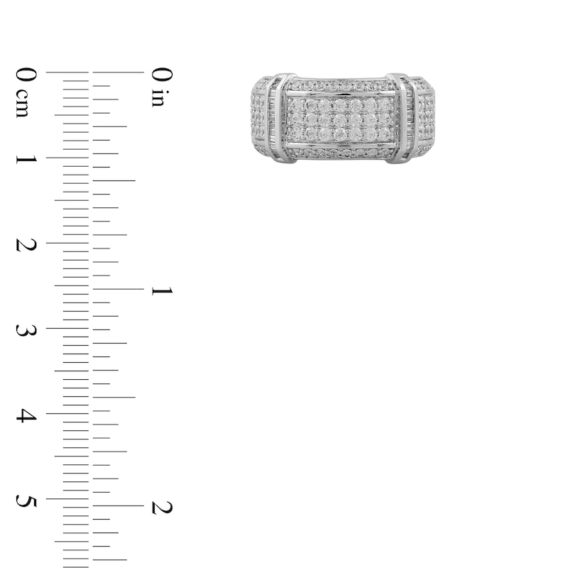 Main Image 3 of Men's Round & Baguette-Cut Diamond Ring 1-1/2 ct tw 10K White Gold