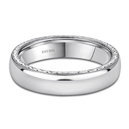 Kirk Kara Men's Polished Milgrain Wedding Band 18K White Gold 5mm