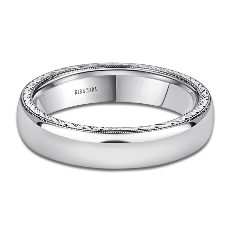 Main Image 1 of Kirk Kara Men's Polished Milgrain Wedding Band 18K White Gold 5mm