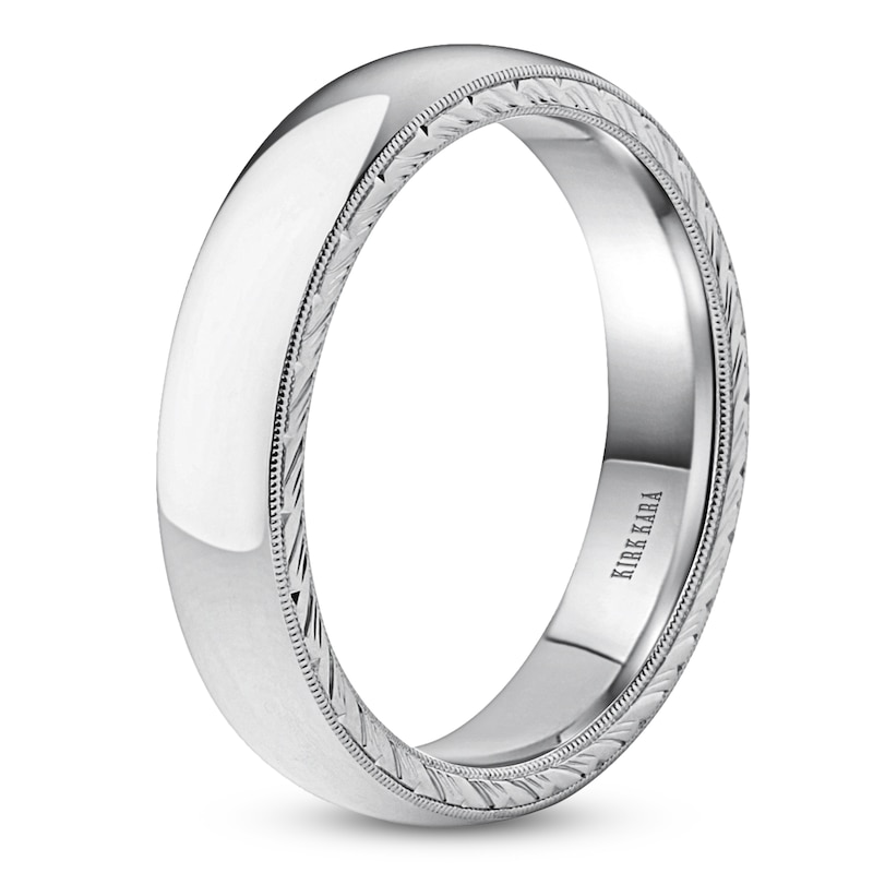 Main Image 2 of Kirk Kara Men's Polished Milgrain Wedding Band 18K White Gold 5mm
