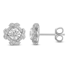 Unspoken Diamond Halo Stud Earrings 1 ct tw 14K White Gold