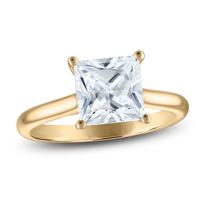 Main Image 1 of Princess-Cut Lab-Grown Diamond Solitaire Plus Engagement Ring 2 ct tw 18K Yellow Gold (VS2/F)