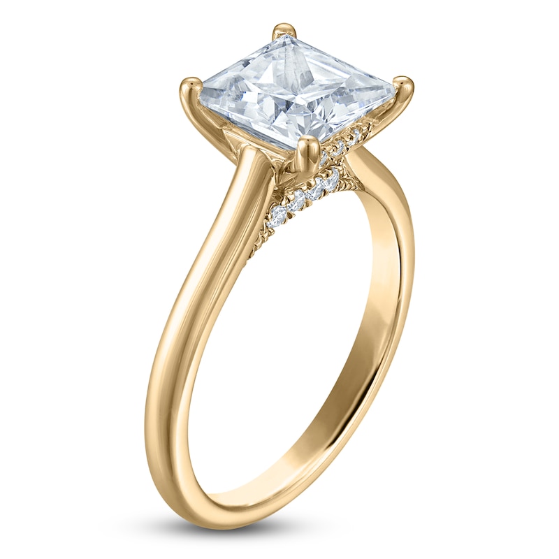 Main Image 2 of Princess-Cut Lab-Grown Diamond Solitaire Plus Engagement Ring 2 ct tw 18K Yellow Gold (VS2/F)
