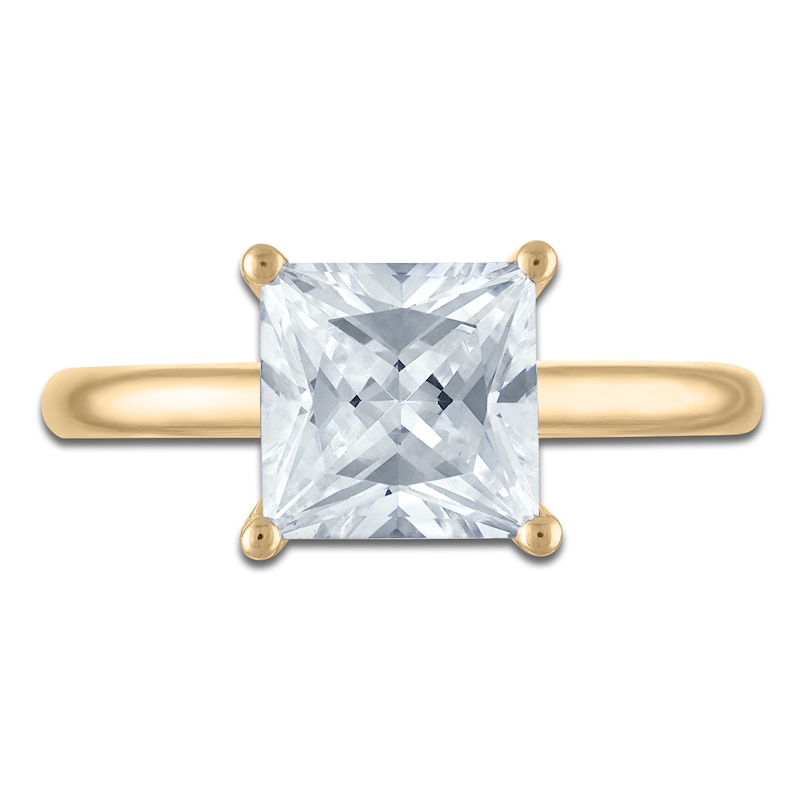 Main Image 3 of Princess-Cut Lab-Grown Diamond Solitaire Plus Engagement Ring 2 ct tw 18K Yellow Gold (VS2/F)