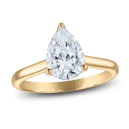 Pear-Shaped Lab-Grown Diamond Solitaire Plus Engagement Ring 1-5/8 ct tw 18K Yellow Gold (VS2/F)