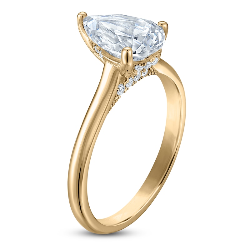 Main Image 2 of Pear-Shaped Lab-Grown Diamond Solitaire Plus Engagement Ring 1-5/8 ct tw 18K Yellow Gold (VS2/F)
