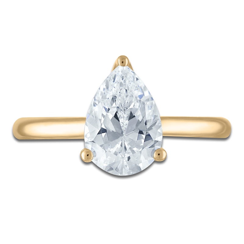 Main Image 3 of Pear-Shaped Lab-Grown Diamond Solitaire Plus Engagement Ring 1-5/8 ct tw 18K Yellow Gold (VS2/F)