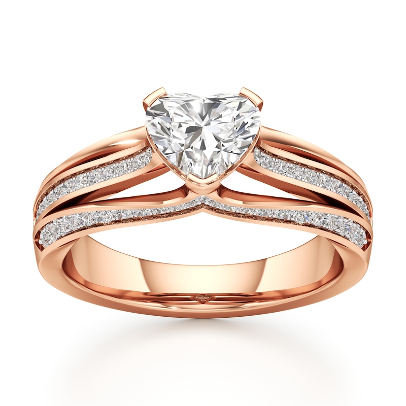 Main Image 1 of J'Lure Lab-Grown Diamond Heart Brilliant-Cut Engagement Ring 1-3/8 ct tw 18K Rose Gold
