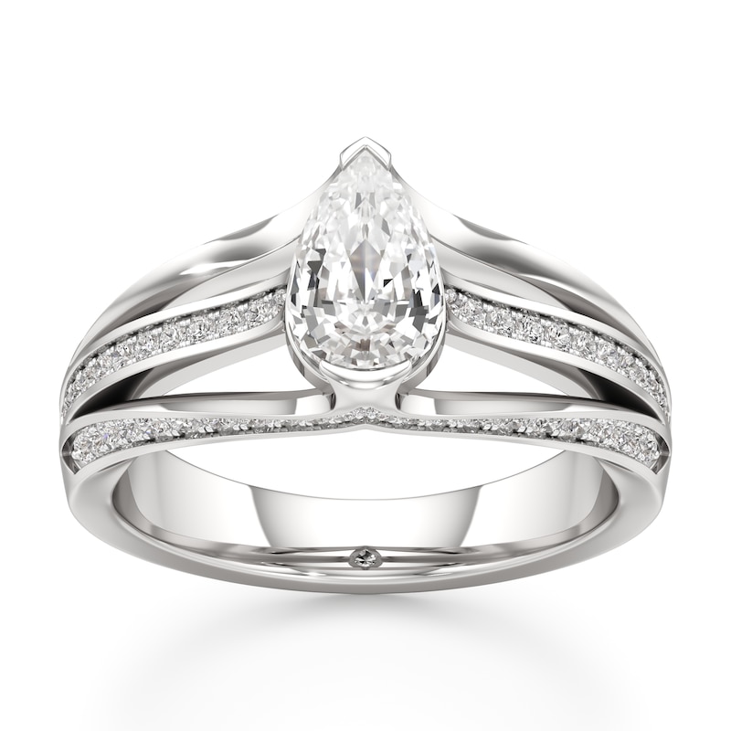 Main Image 1 of J'Lure Lab-Grown Diamond Pear Step-Cut Engagement Ring 1-3/8 ct tw 18K White Gold