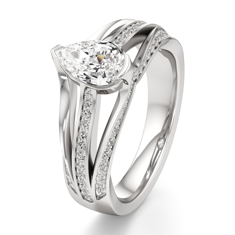 Main Image 4 of J'Lure Lab-Grown Diamond Pear Step-Cut Engagement Ring 1-3/8 ct tw 18K White Gold