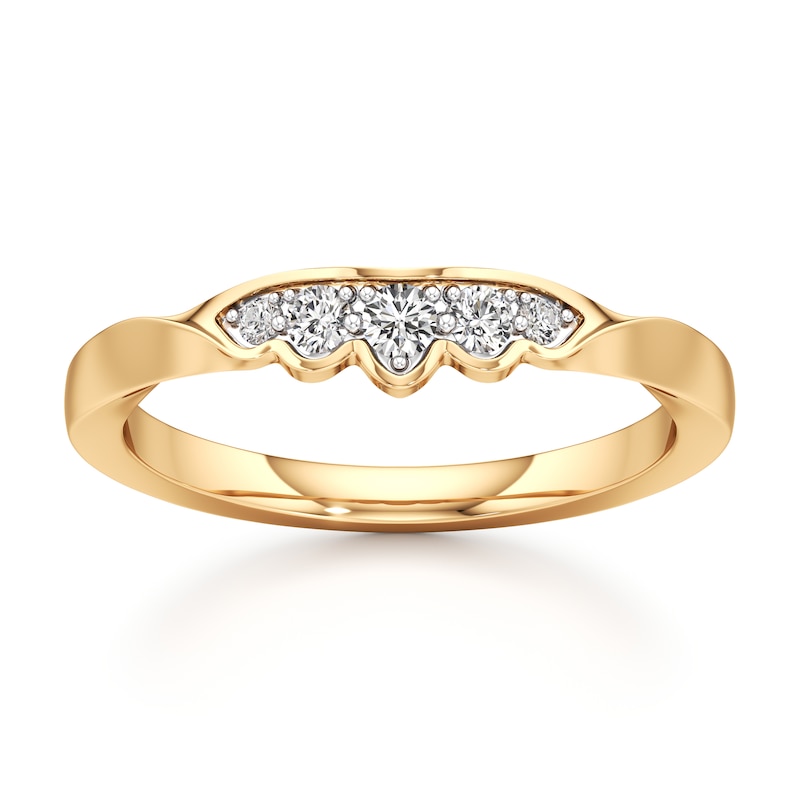 Main Image 1 of J'Lure Lab-Grown Diamond Scalloped Wedding Band 1/6 ct tw 18K Yellow Gold