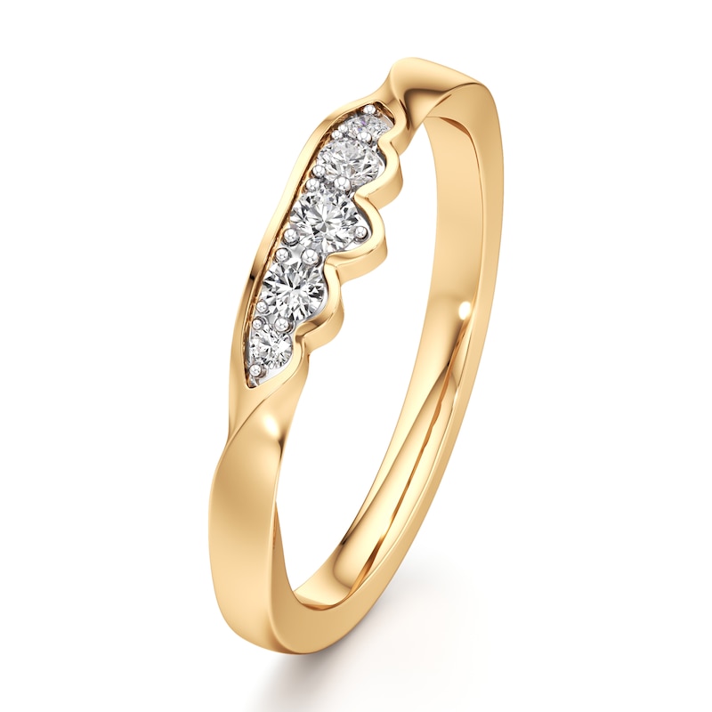 Main Image 4 of J'Lure Lab-Grown Diamond Scalloped Wedding Band 1/6 ct tw 18K Yellow Gold