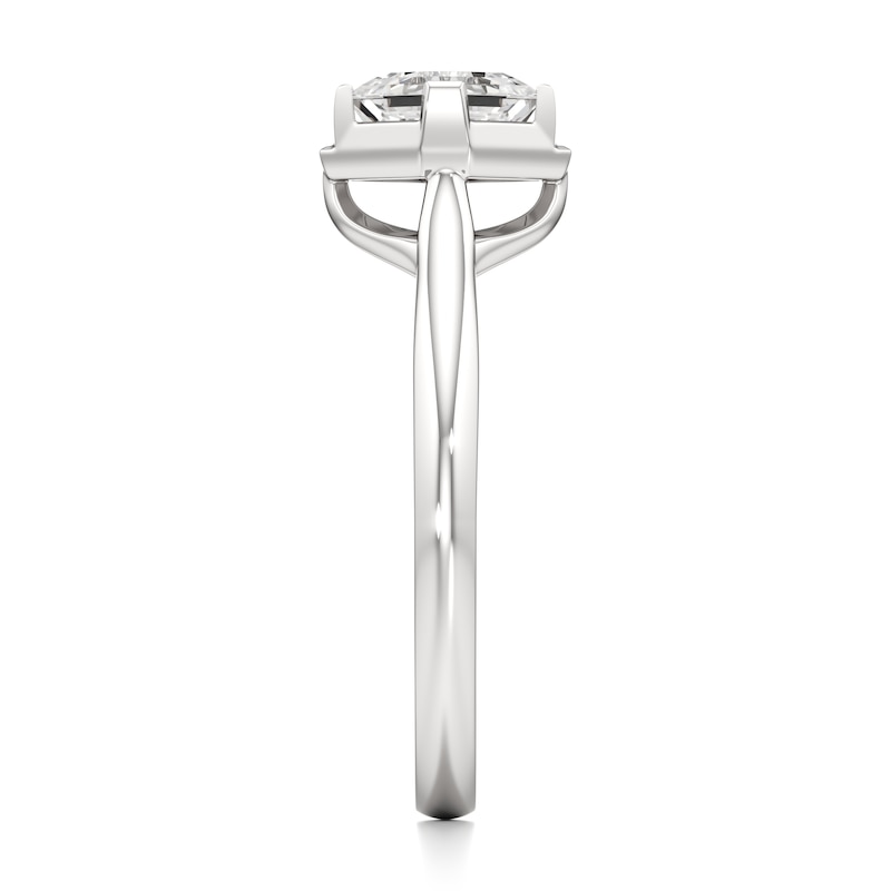 Main Image 3 of J'Lure Square-Emerald Step-Cut Lab-Grown Diamond Half-Halo Engagement Ring 1 ct tw 18K White Gold