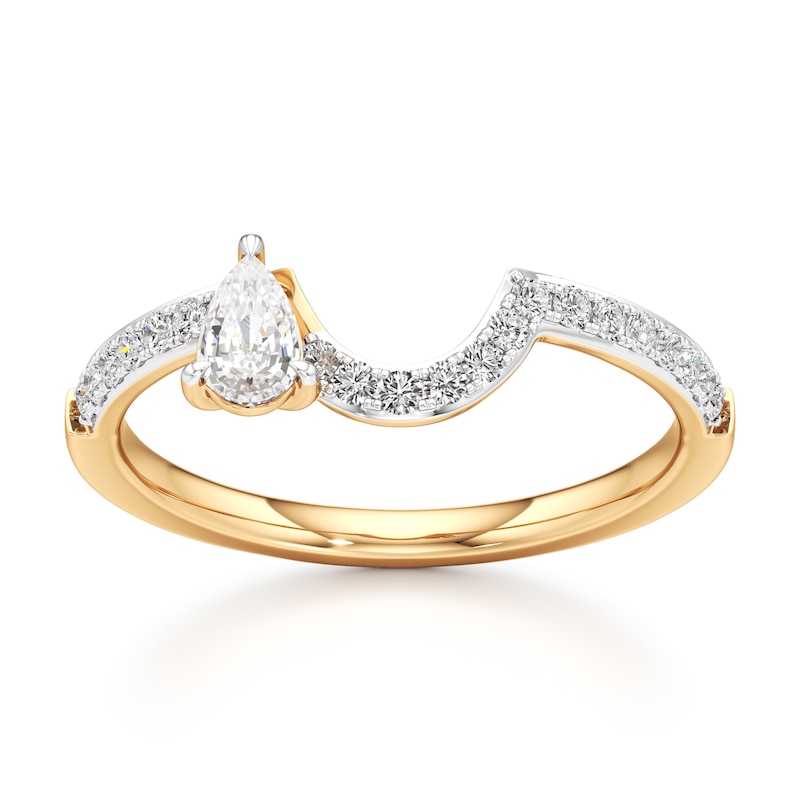 Main Image 1 of J'Lure Pear Step-Cut Lab-Grown Diamond Contour Wedding Band 3/8 ct tw 18K Yellow Gold