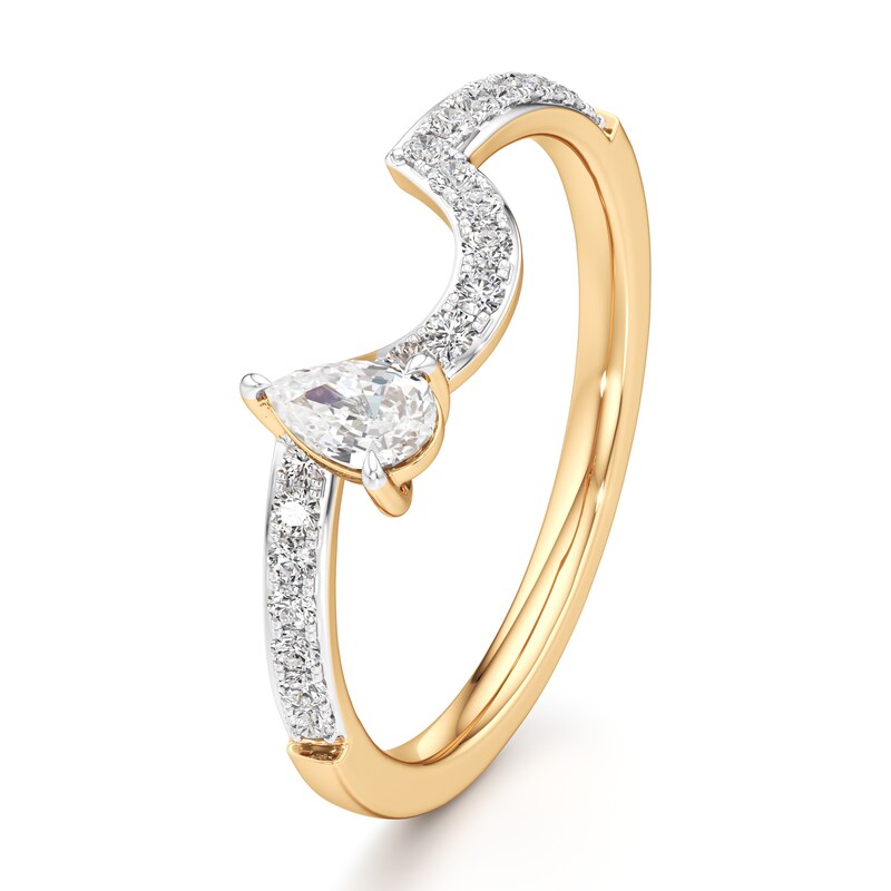 Main Image 4 of J'Lure Pear Step-Cut Lab-Grown Diamond Contour Wedding Band 3/8 ct tw 18K Yellow Gold