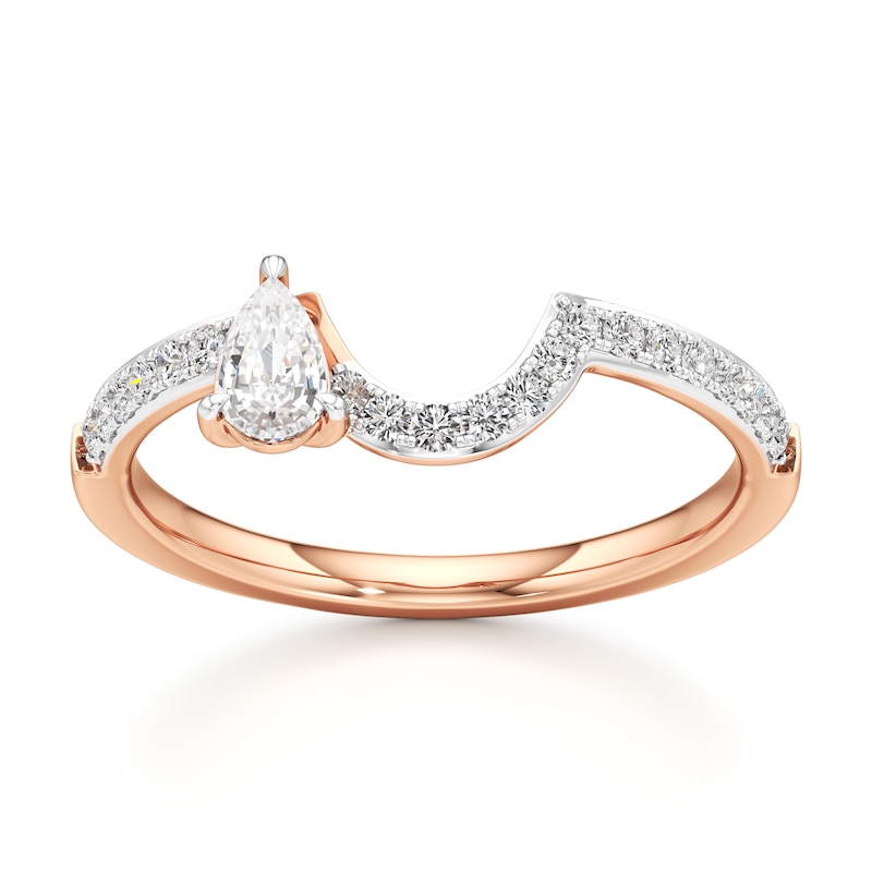 Main Image 1 of J'Lure Pear Step-Cut Lab-Grown Diamond Contour Wedding Band 3/8 ct tw 18K Rose Gold