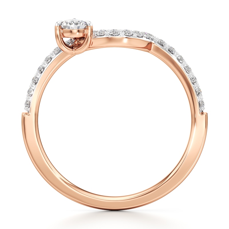 Main Image 2 of J'Lure Pear Step-Cut Lab-Grown Diamond Contour Wedding Band 3/8 ct tw 18K Rose Gold