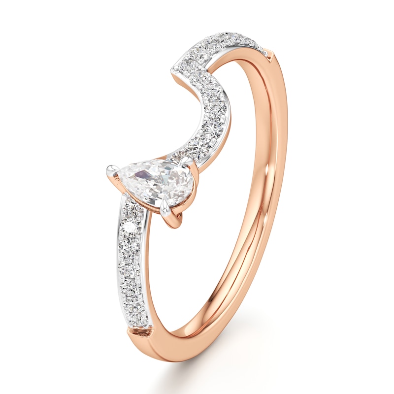 Main Image 4 of J'Lure Pear Step-Cut Lab-Grown Diamond Contour Wedding Band 3/8 ct tw 18K Rose Gold