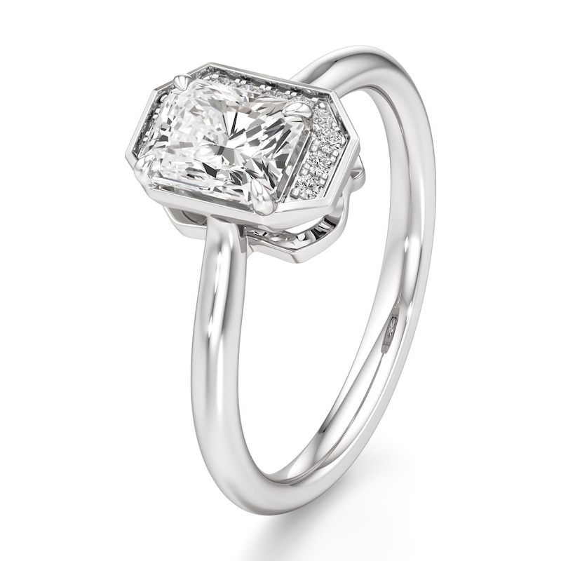Main Image 4 of J'Lure Radiant Brilliant-Cut Lab-Grown Diamond Half-Halo Engagement Ring 1 ct tw 18K White Gold