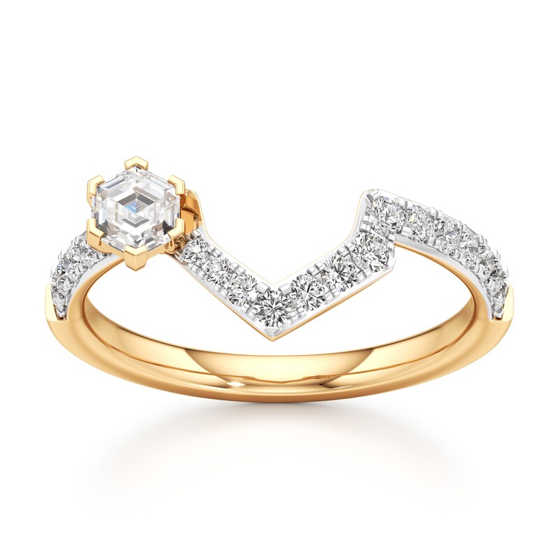 Main Image 1 of J'Lure Hexagon Step-Cut Lab-Grown Diamond Contour Wedding Band 1/2 ct tw 18K Yellow Gold