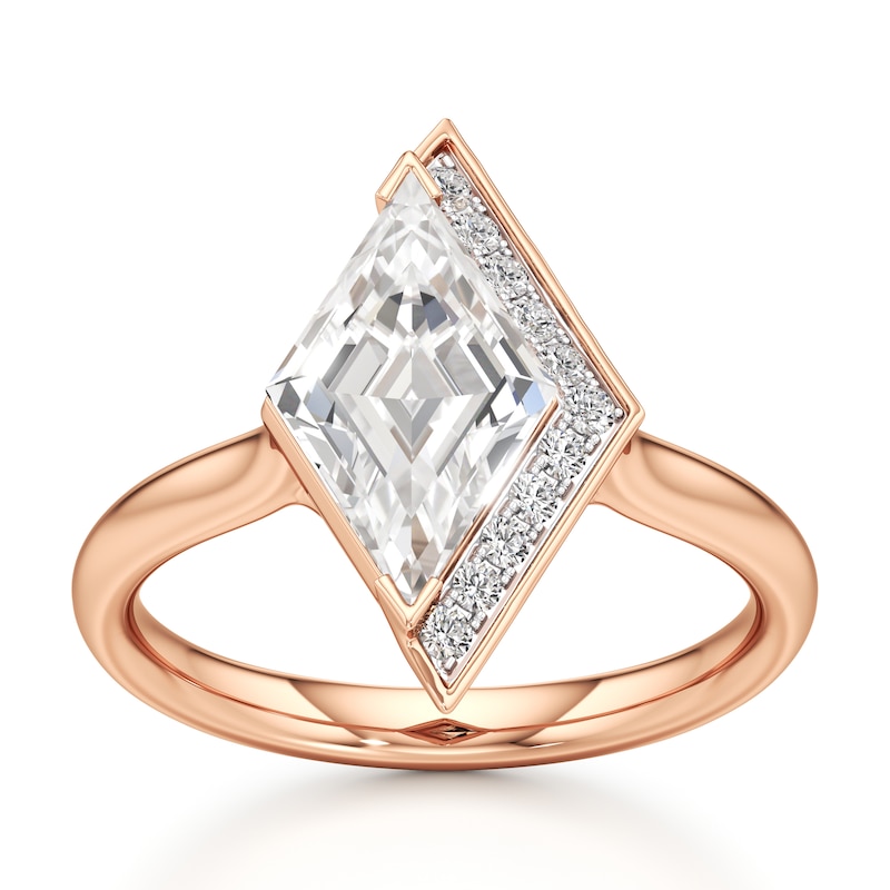 Main Image 1 of J'Lure Lozenge Step-Cut Lab-Grown Diamond Half-Halo Engagement Ring 2 ct tw 18K Rose Gold