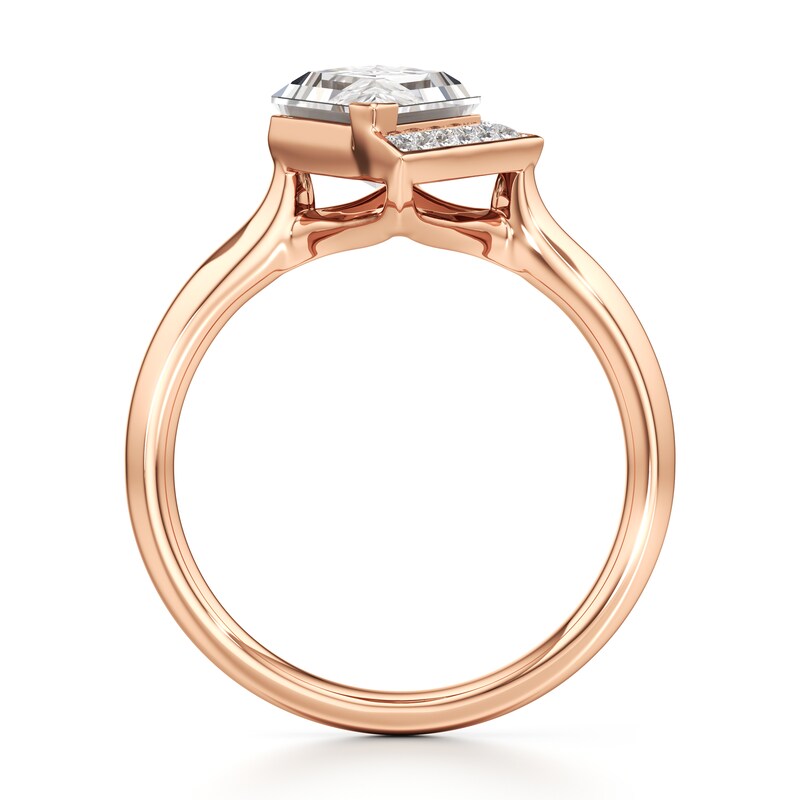 Main Image 2 of J'Lure Lozenge Step-Cut Lab-Grown Diamond Half-Halo Engagement Ring 2 ct tw 18K Rose Gold