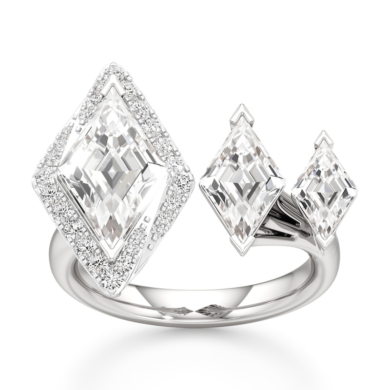Main Image 1 of J'Lure Lozenge Step-Cut Lab-Grown Diamond Engagement Ring 3-3/4 ct tw 18K White Gold