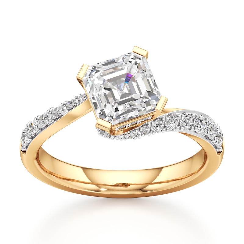 Main Image 1 of J'Lure Square-Emerald Step-Cut Lab-Created Diamond Bypass Engagement Ring 2-3/8 ct tw 18K Yellow Gold