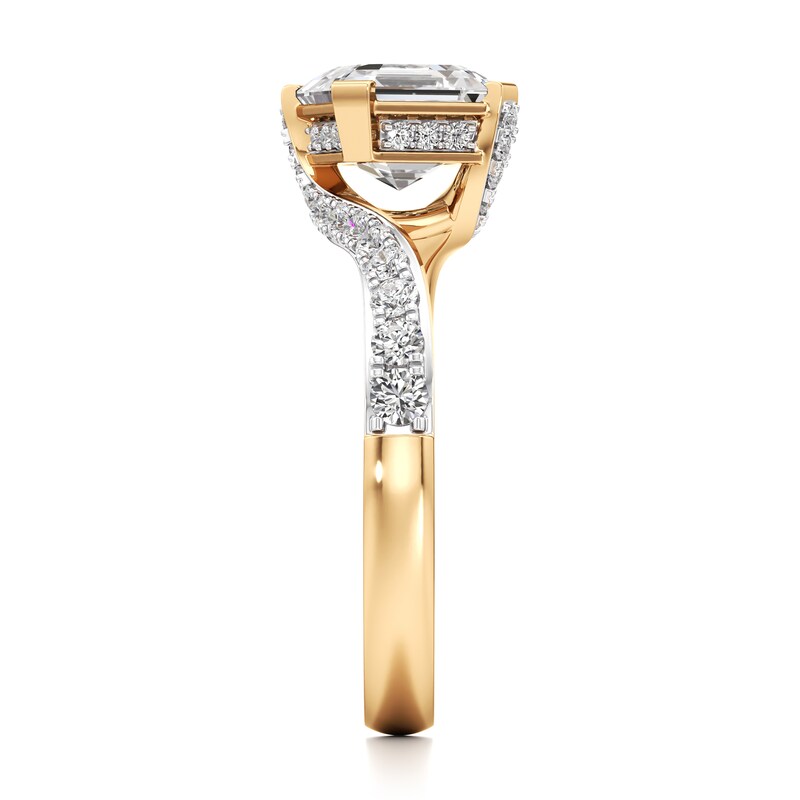 Main Image 3 of J'Lure Square-Emerald Step-Cut Lab-Created Diamond Bypass Engagement Ring 2-3/8 ct tw 18K Yellow Gold