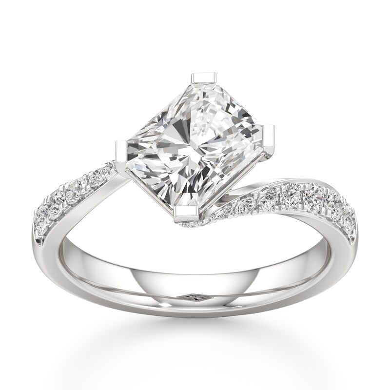 Main Image 1 of J'Lure Radiant Brilliant-Cut Lab-Grown Diamond Bypass Engagement Ring 2-3/8 ct tw 18K White Gold