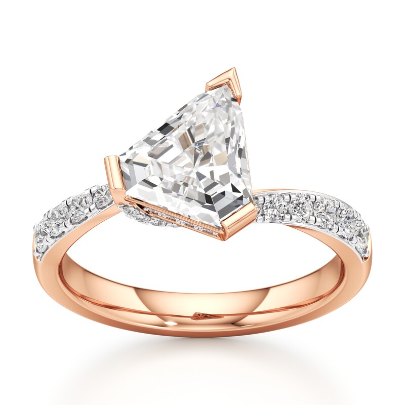 Main Image 1 of J'Lure Shield Step-Cut Lab-Grown Diamond Bypass Engagement Ring 2-1/3 ct tw 18K Rose Gold