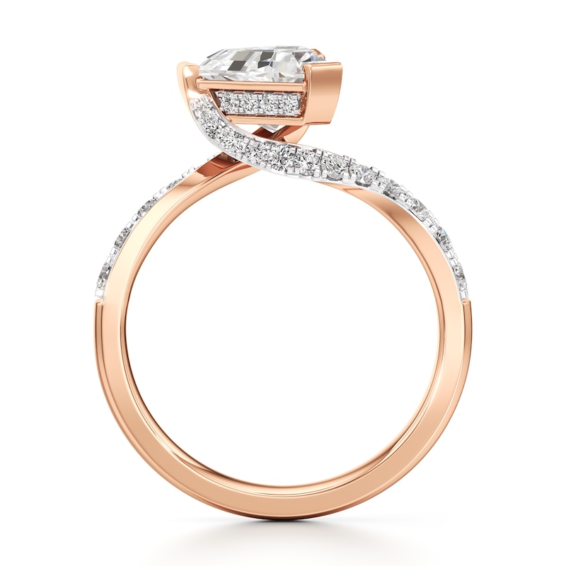 Main Image 2 of J'Lure Shield Step-Cut Lab-Grown Diamond Bypass Engagement Ring 2-1/3 ct tw 18K Rose Gold